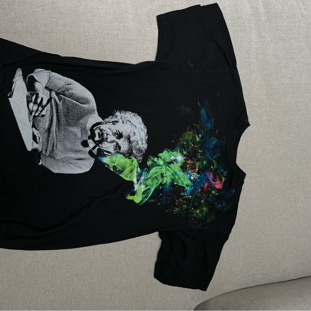 Black Graphic Tee with Colorful Design